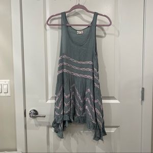 Free People - Voile and Lace Trapeze Slip Dress - Sage Green - Size XS